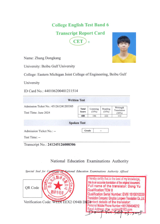 CET-6 Certificate